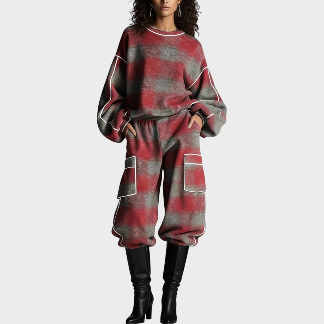Peighton | Checked Pattern Tracksuit Set