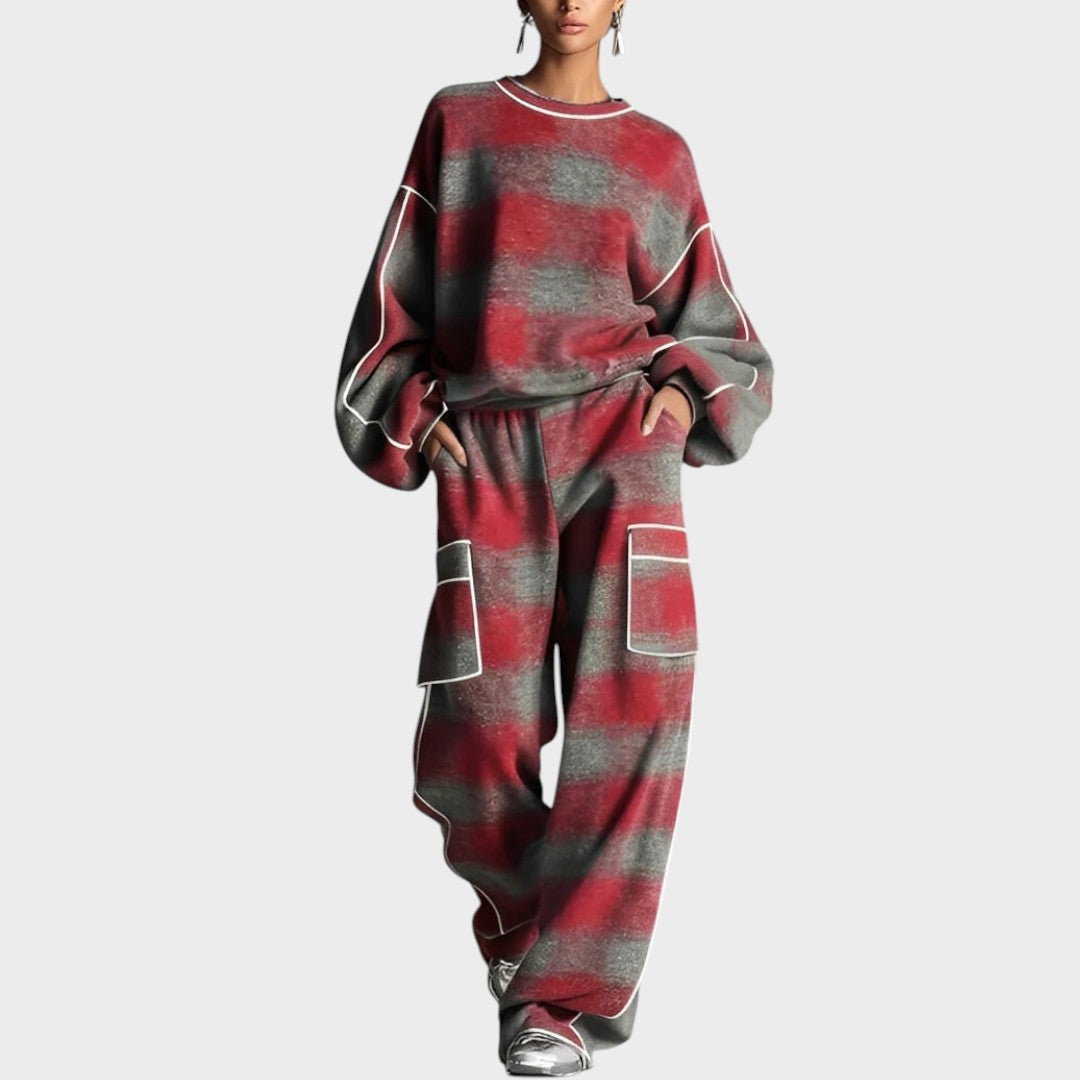 Peighton | Checked Pattern Tracksuit Set
