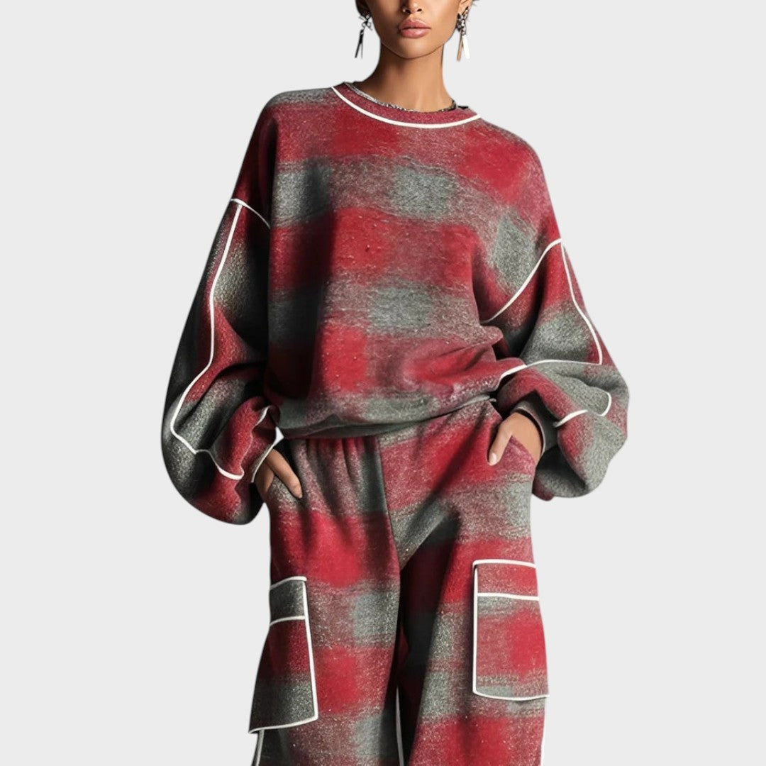 Peighton | Checked Pattern Tracksuit Set