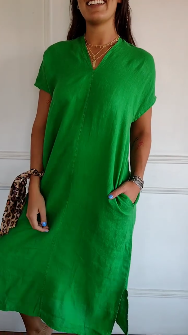 Morgan | Relaxed V-Neck Pocket Dress