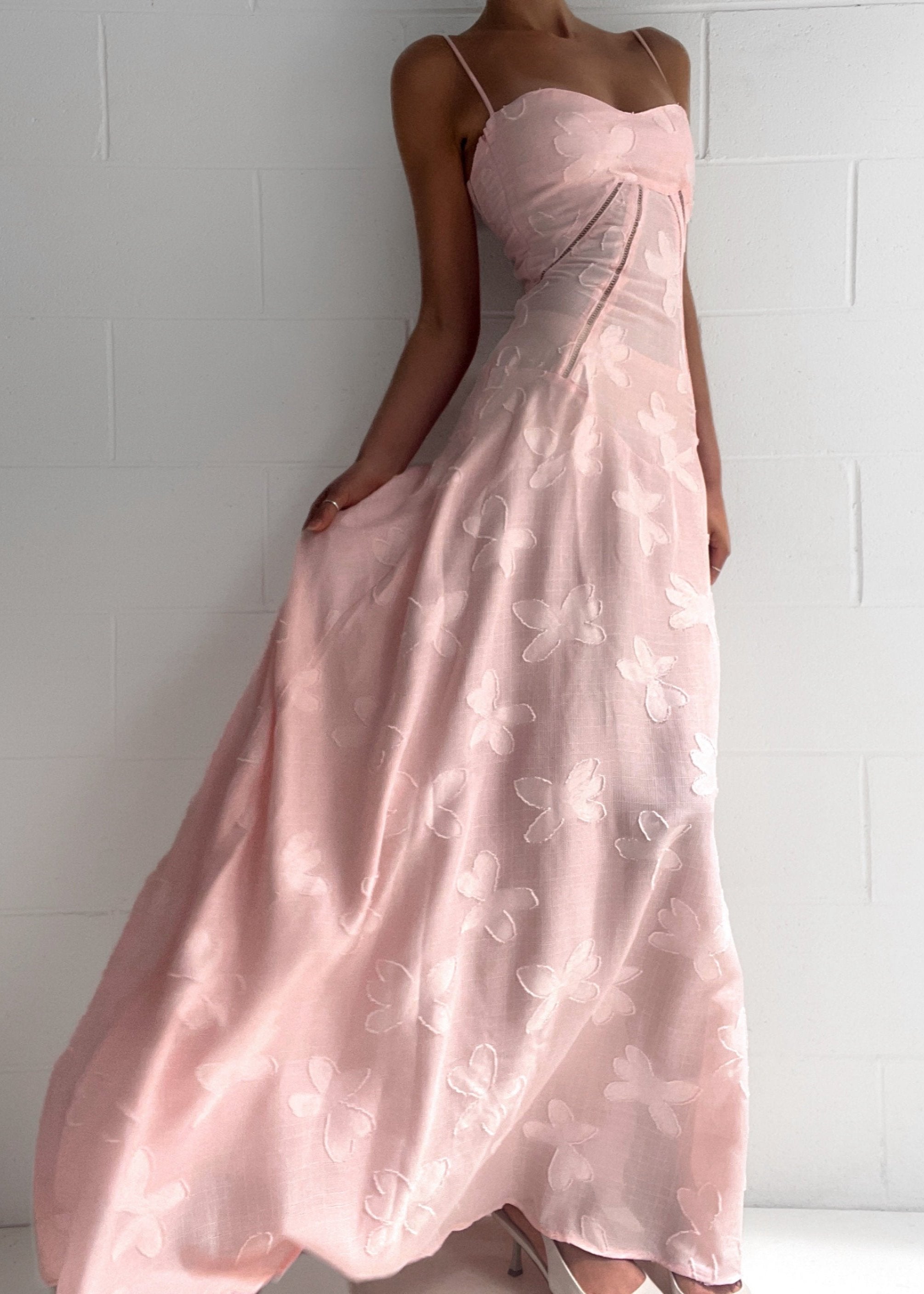 Freddie | Pink Midi Dress with Flowers