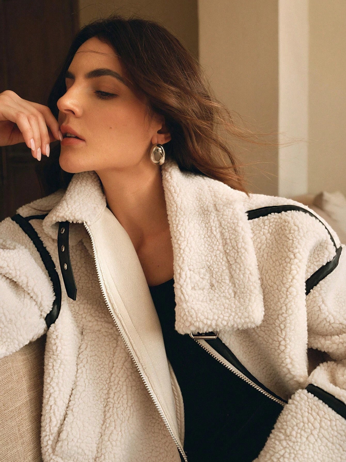 Dannie | White Teddy Fleece Jacket