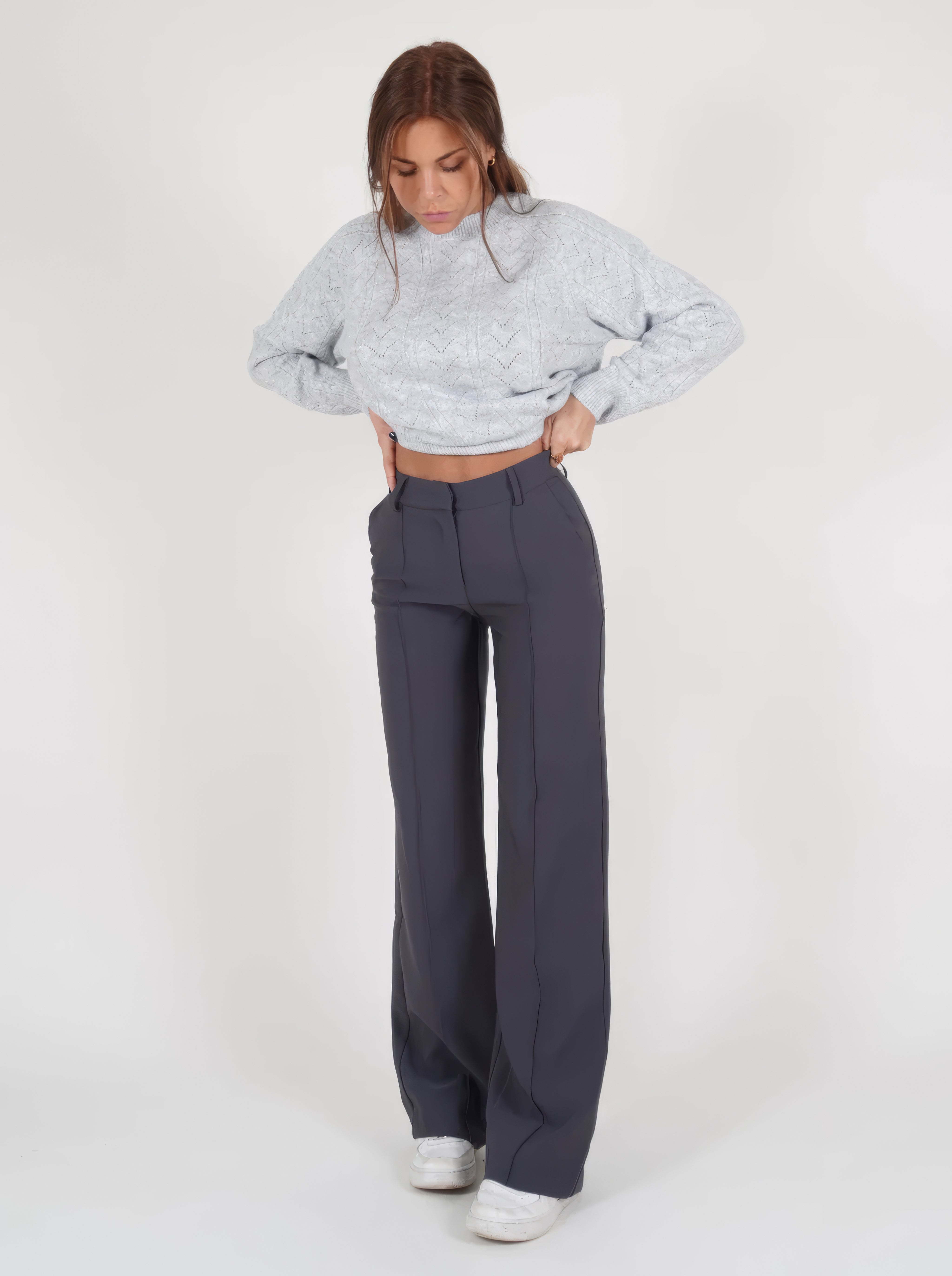 Eliza | Wide Leg Trousers with Seam Detail
