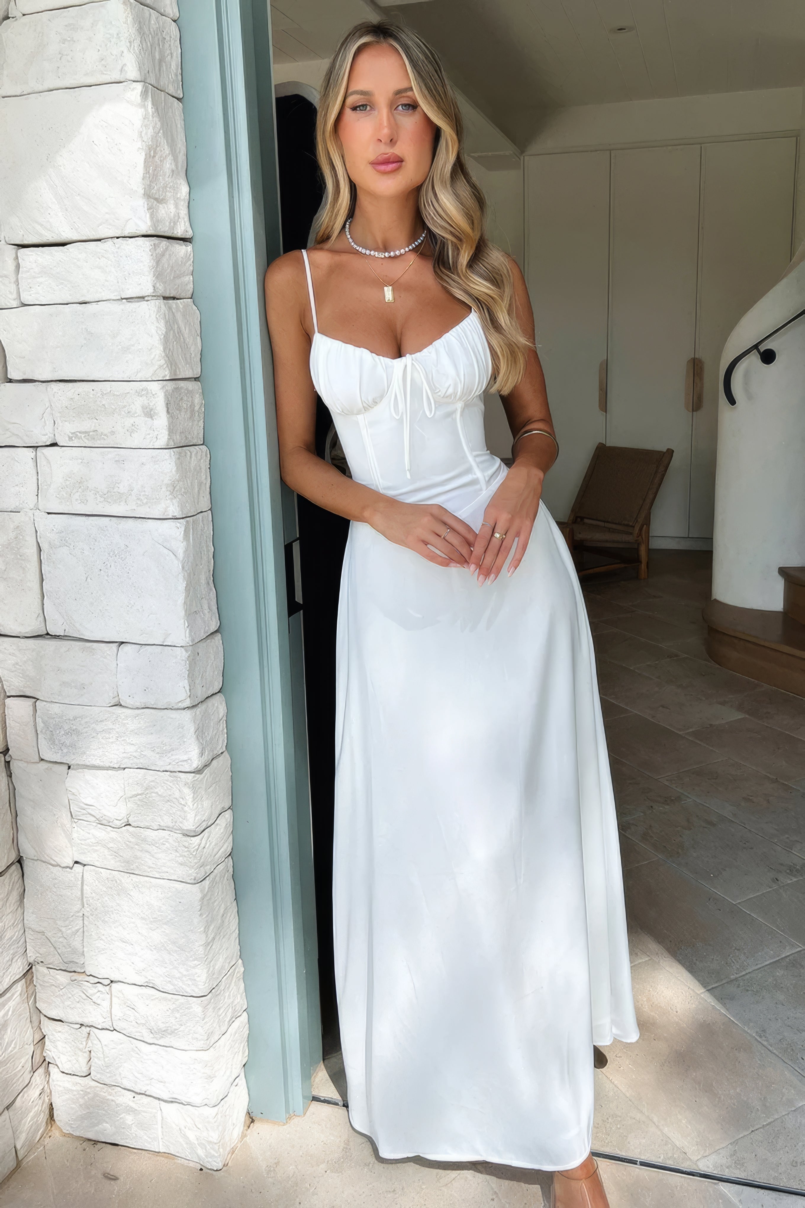 Fleur | Maxi Dress with Sweetheart Neckline & Bow Detail