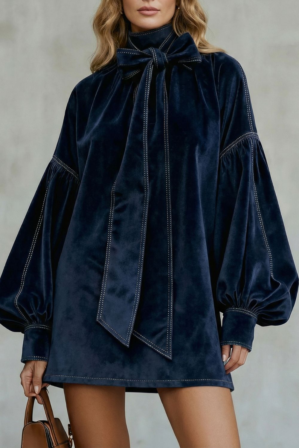 Velourine – Bow neck elegance – Mini dress