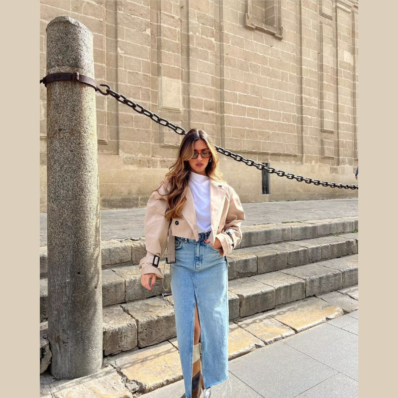 Fenna | Cropped Trench Jacket with adjustable waist