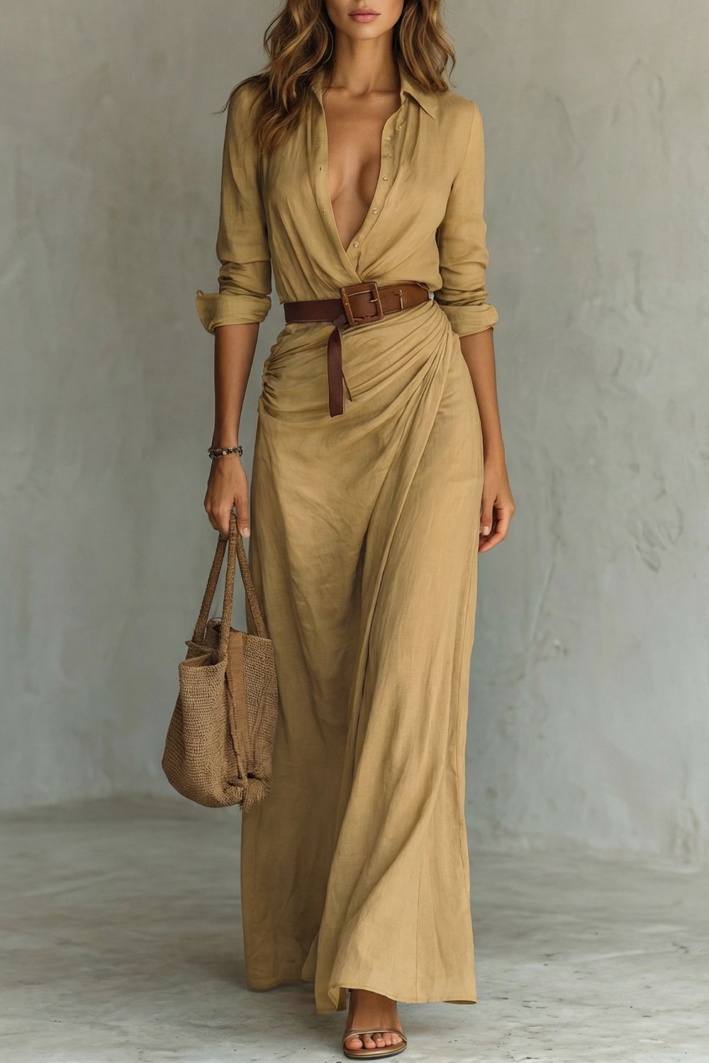 Azura | Button Down Wrap Belted Maxi Dress