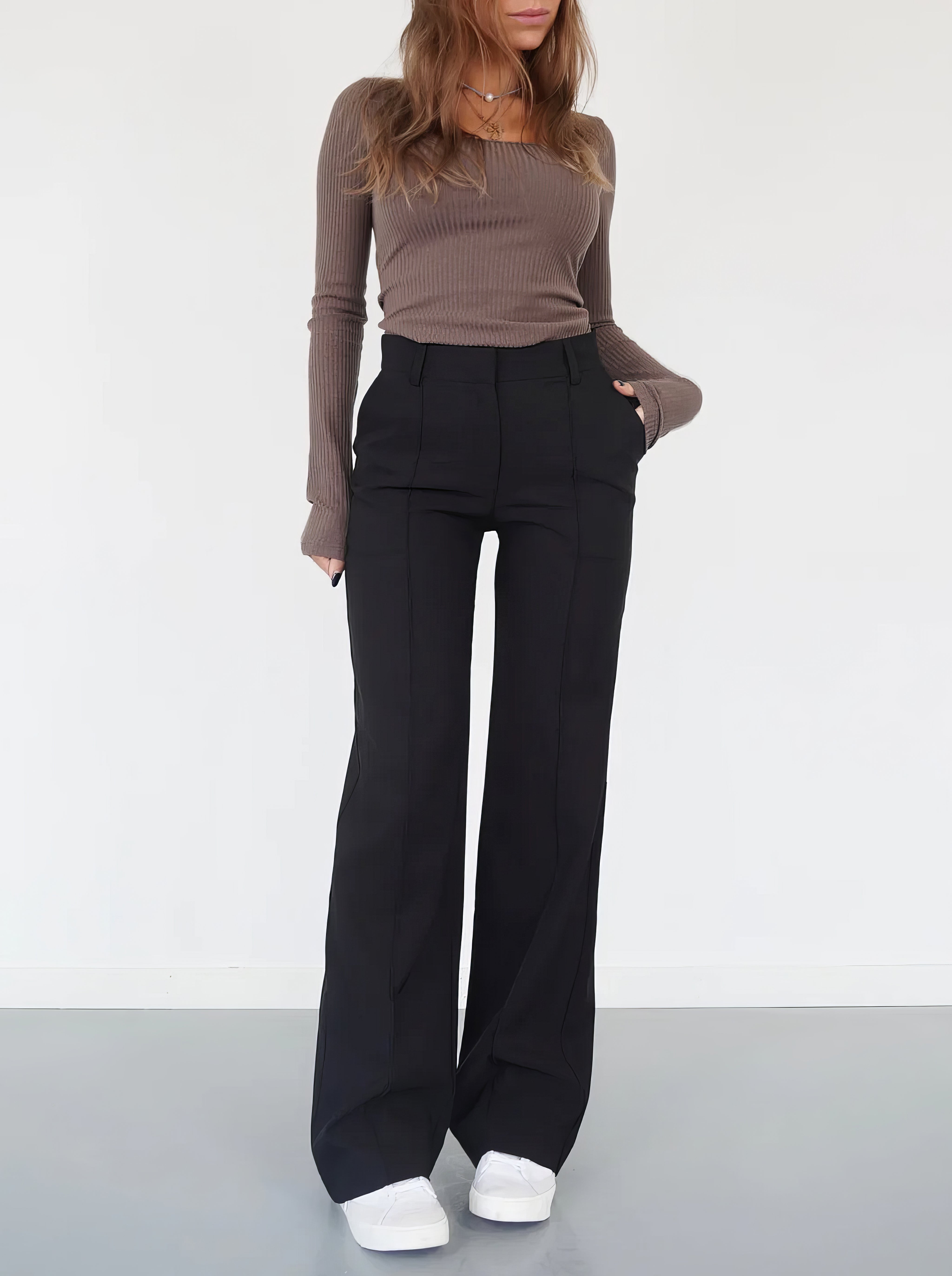 Eliza | Wide Leg Trousers with Seam Detail