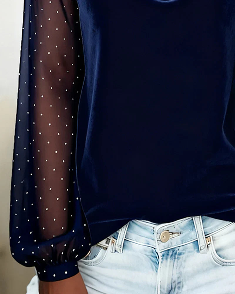 Kristi | Blouse with Draped Collar Black