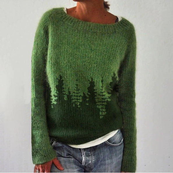 Sienna | Green Forest Print Sweater