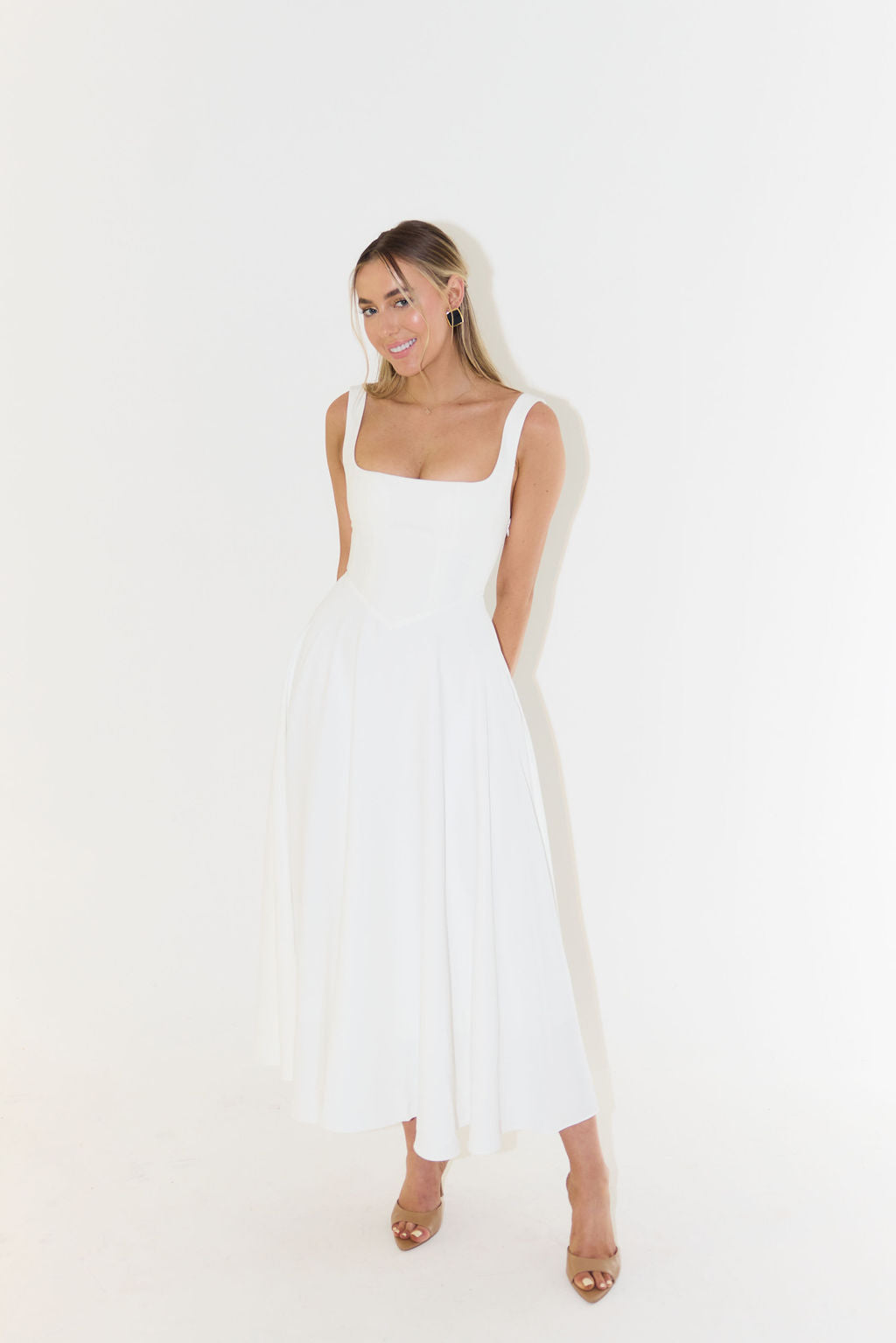 Armoni | Square Neck Midi Dress