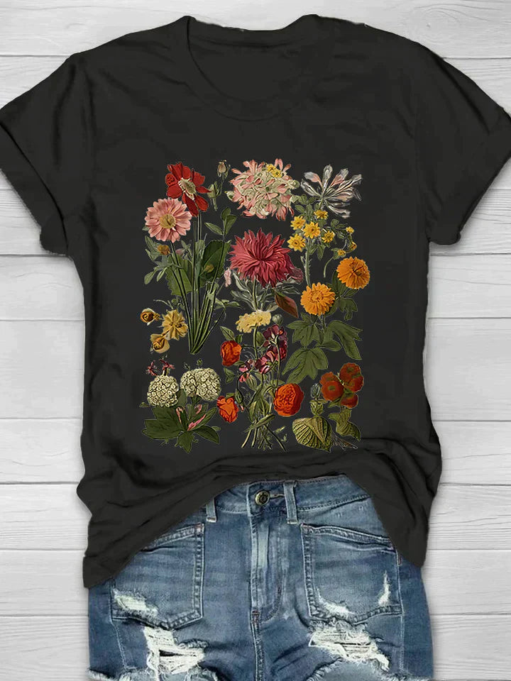 Debrah | Botanical Flower Print T-Shirt