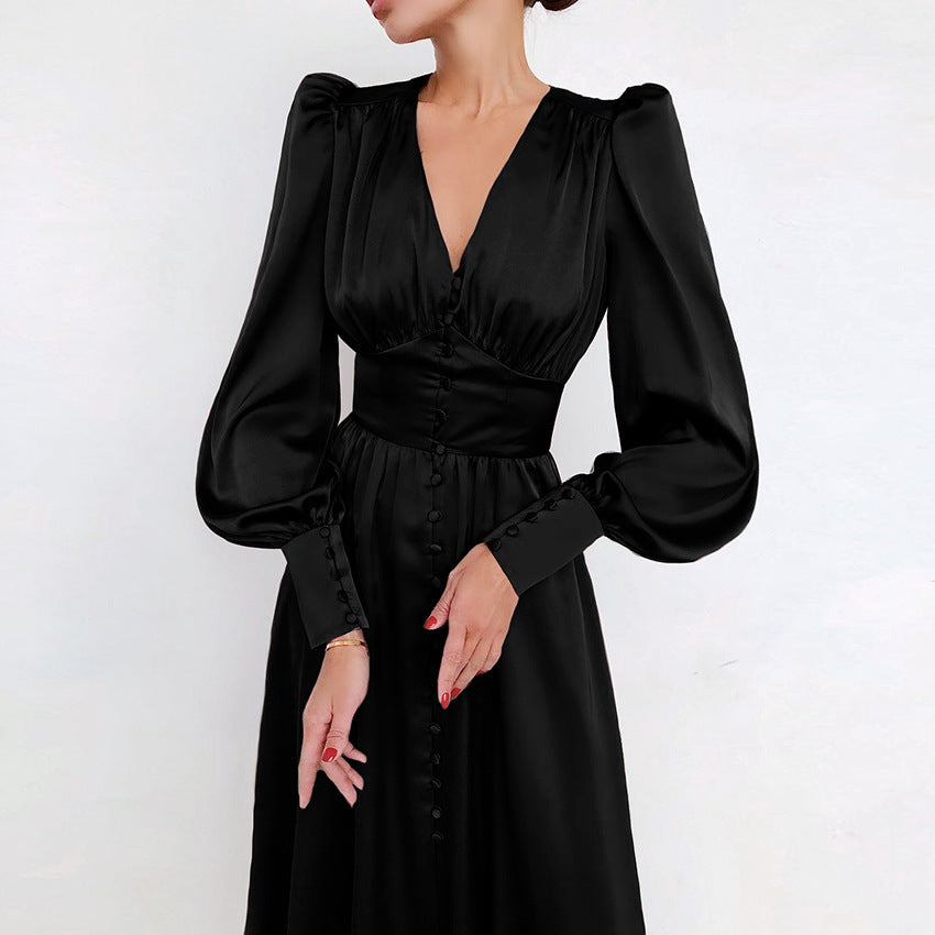 Alix | Dress with puffed sleeves and button closure