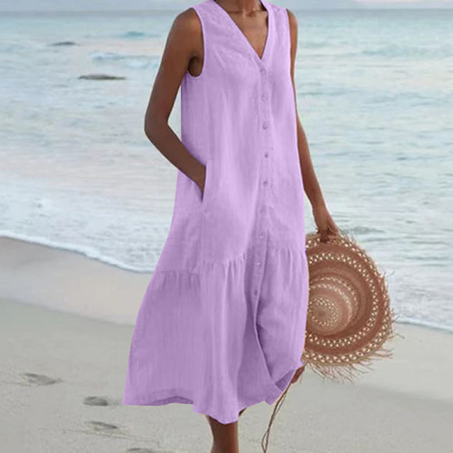 Mina | Long Dress Linen Look Summer