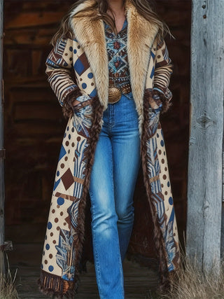 Medina | Long Duster Coat with Faux Fur