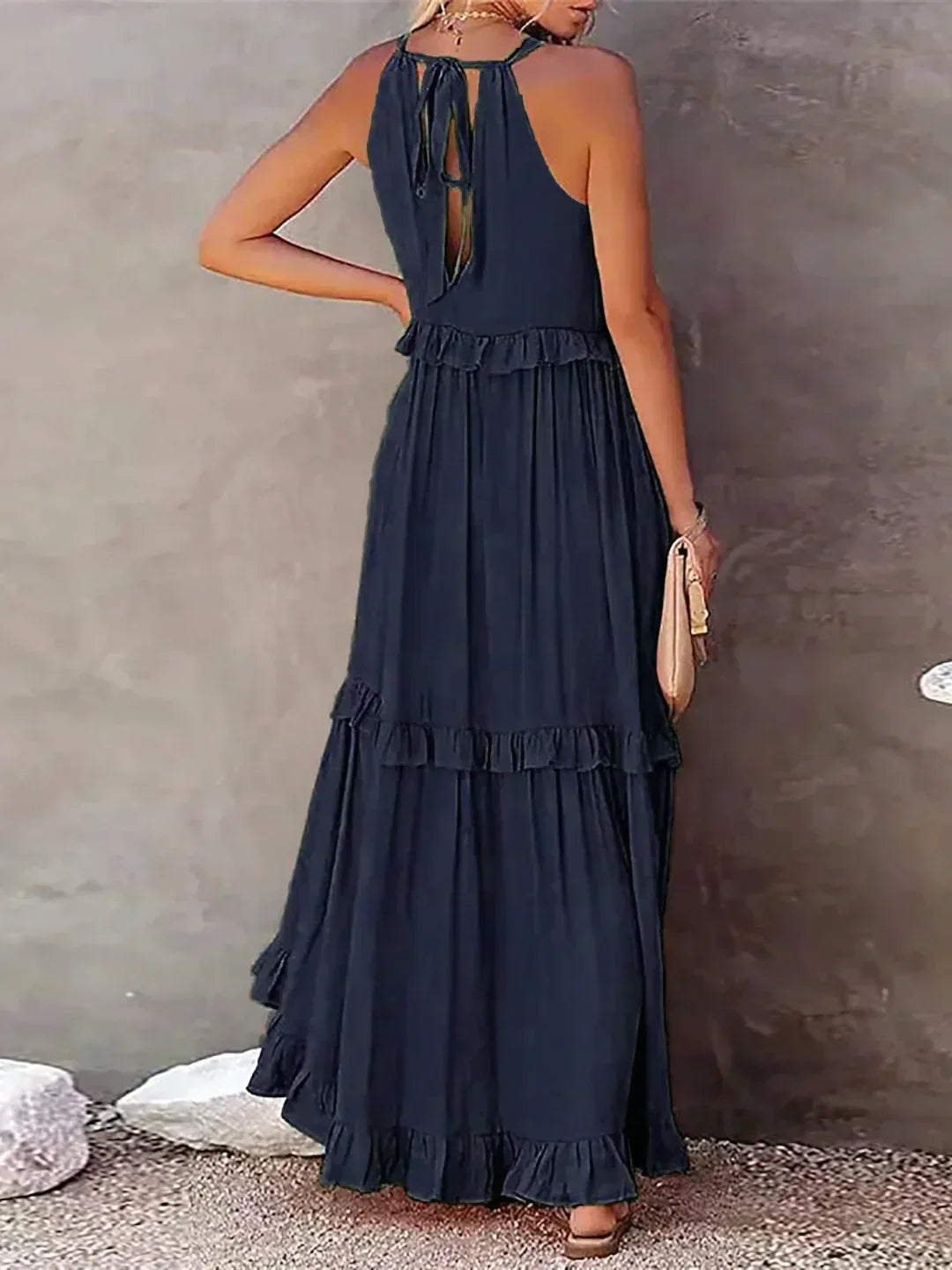 Lena | Halter Ruffle Tiered Maxi Dress