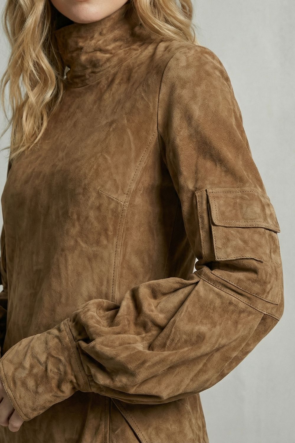 Marcella – High neck silhouette – Suede effect mini dress