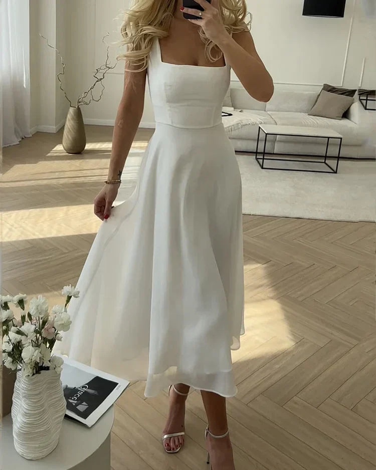 Rosemary | Midi Dress with Transparent Ruffle Hem