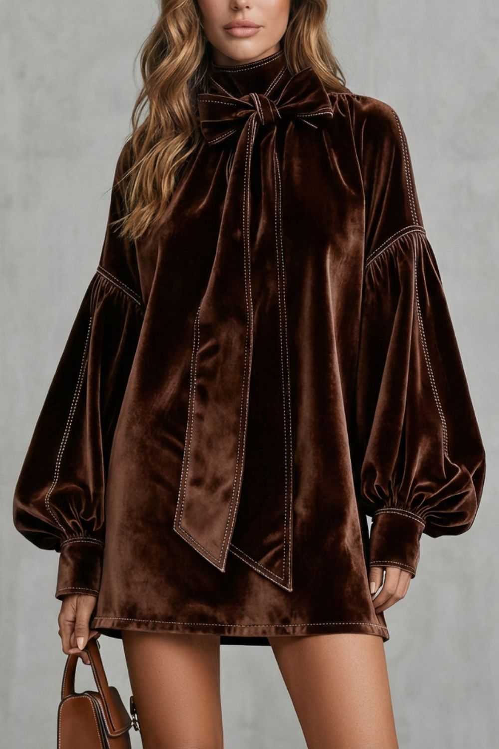 Velourine – Bow neck elegance – Mini dress