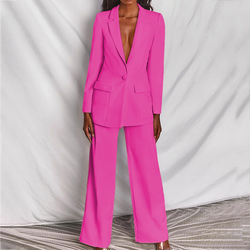 Velma | Fuchsia Wide Leg Suit Set