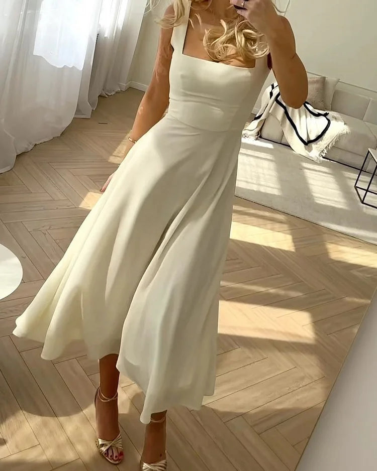 Rosemary | Midi Dress with Transparent Ruffle Hem