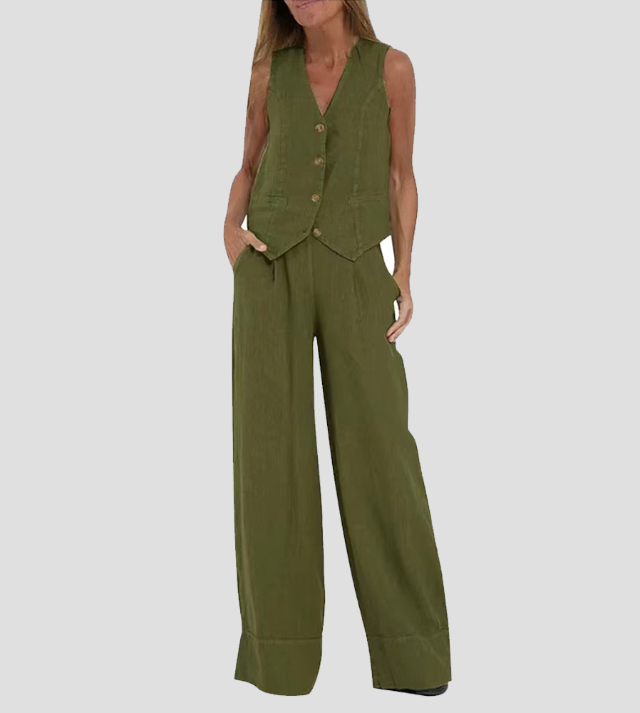 Jinthe | Suit Set with Wide Trousers and Fitted Vest