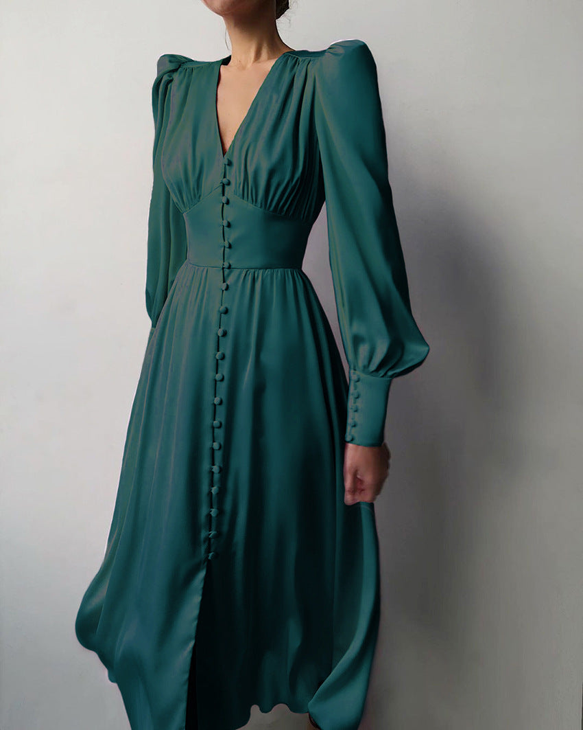 Alix | Dress with puffed sleeves and button closure