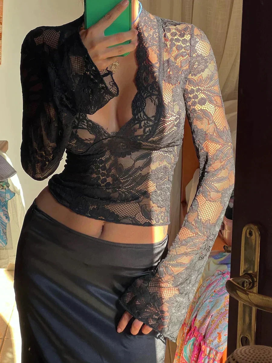 Starla | Top Sheer Floral Lace