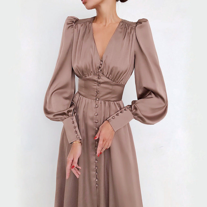 Alix | Dress with puffed sleeves and button closure