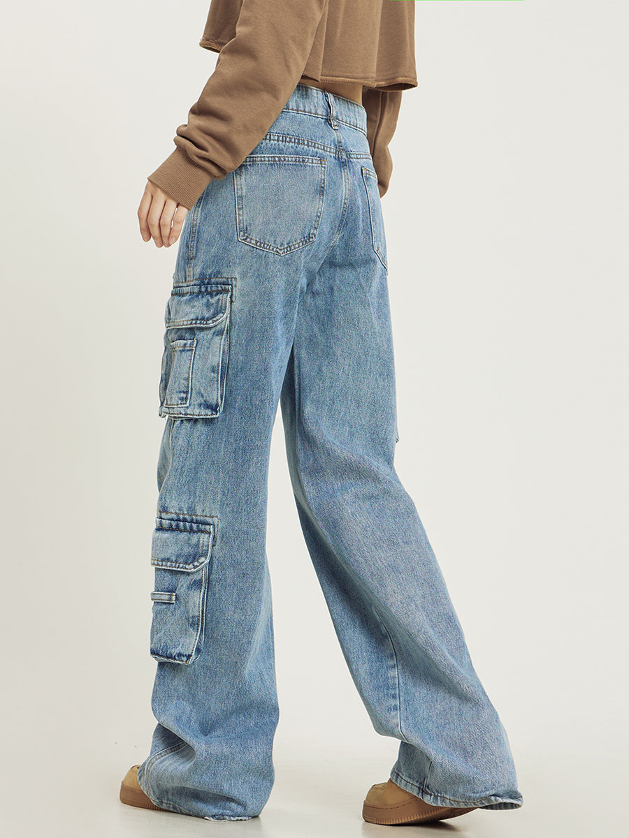 Lena | Jeans with Multiple Cargo Pockets