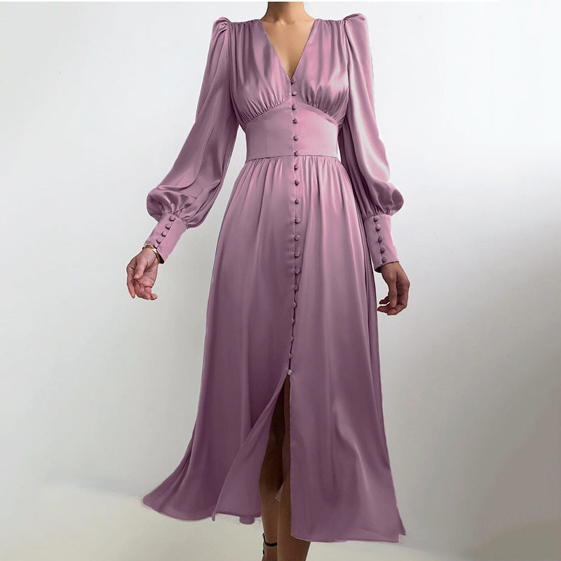 Alix | Dress with puffed sleeves and button closure