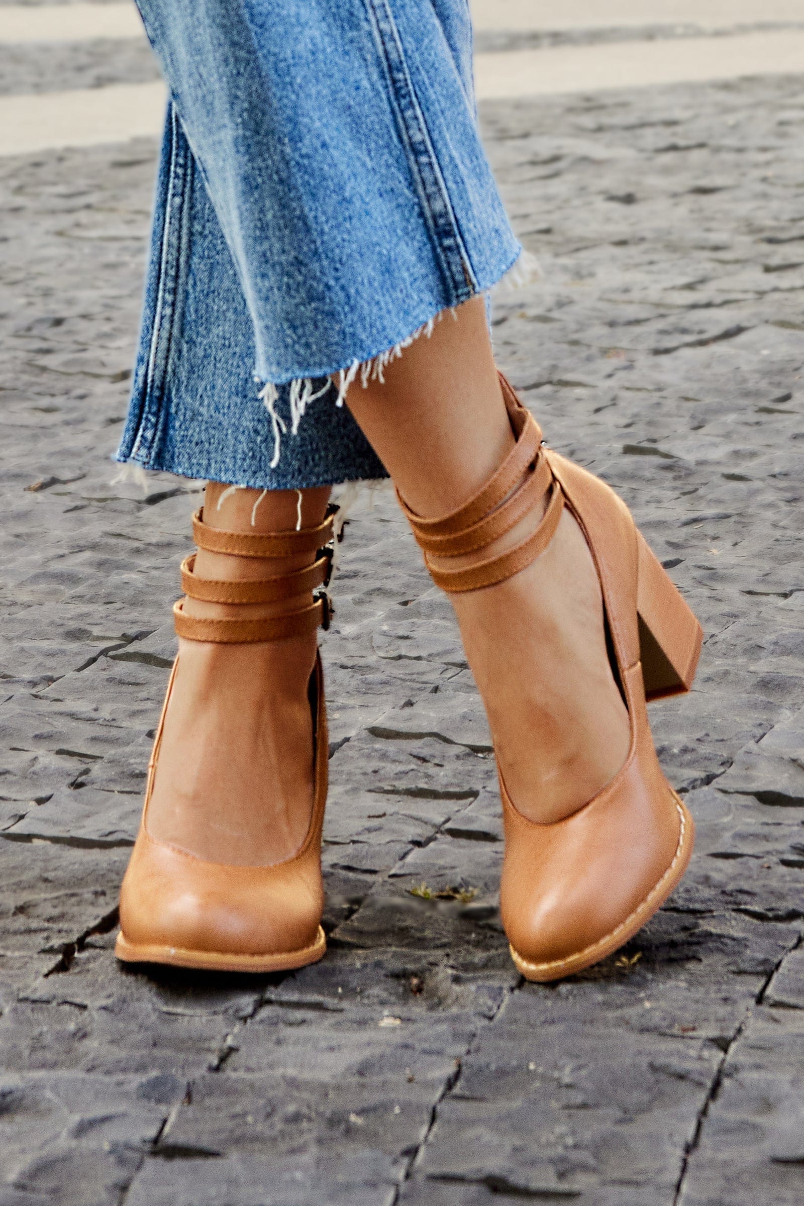 Jadara Triple Buckle Heels