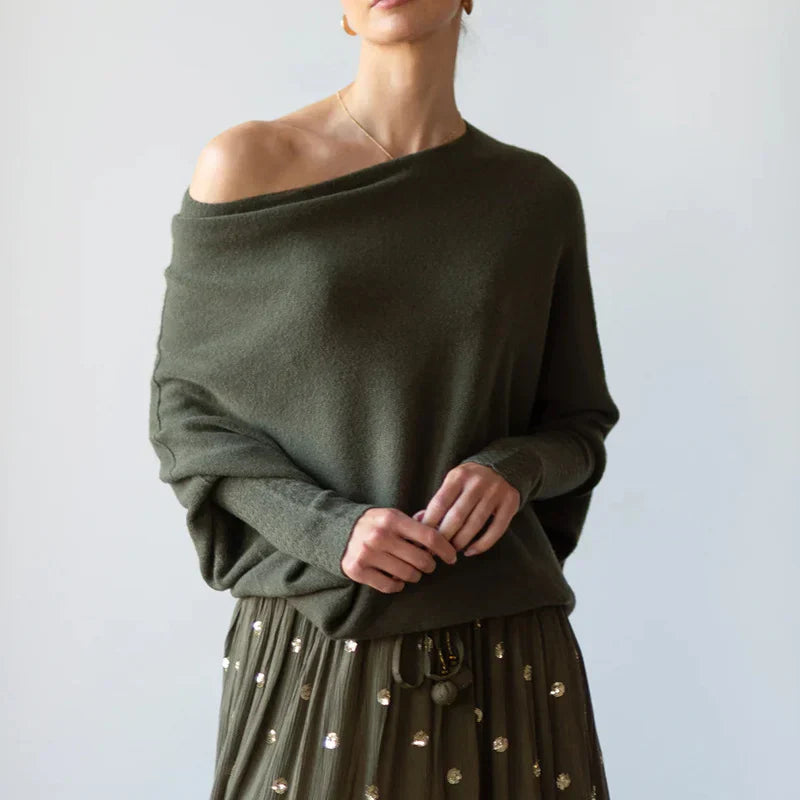 Evalina | Knitted Sweater with Swing Collar