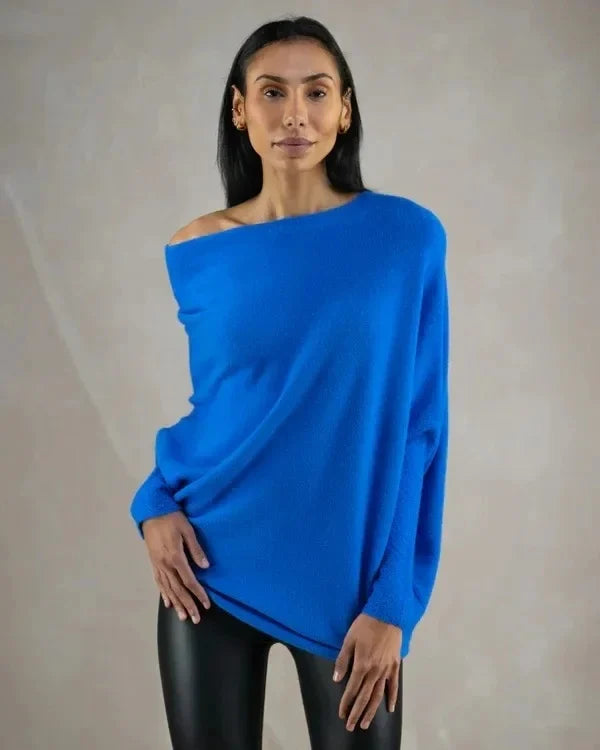 Evalina | Knitted Sweater with Swing Collar