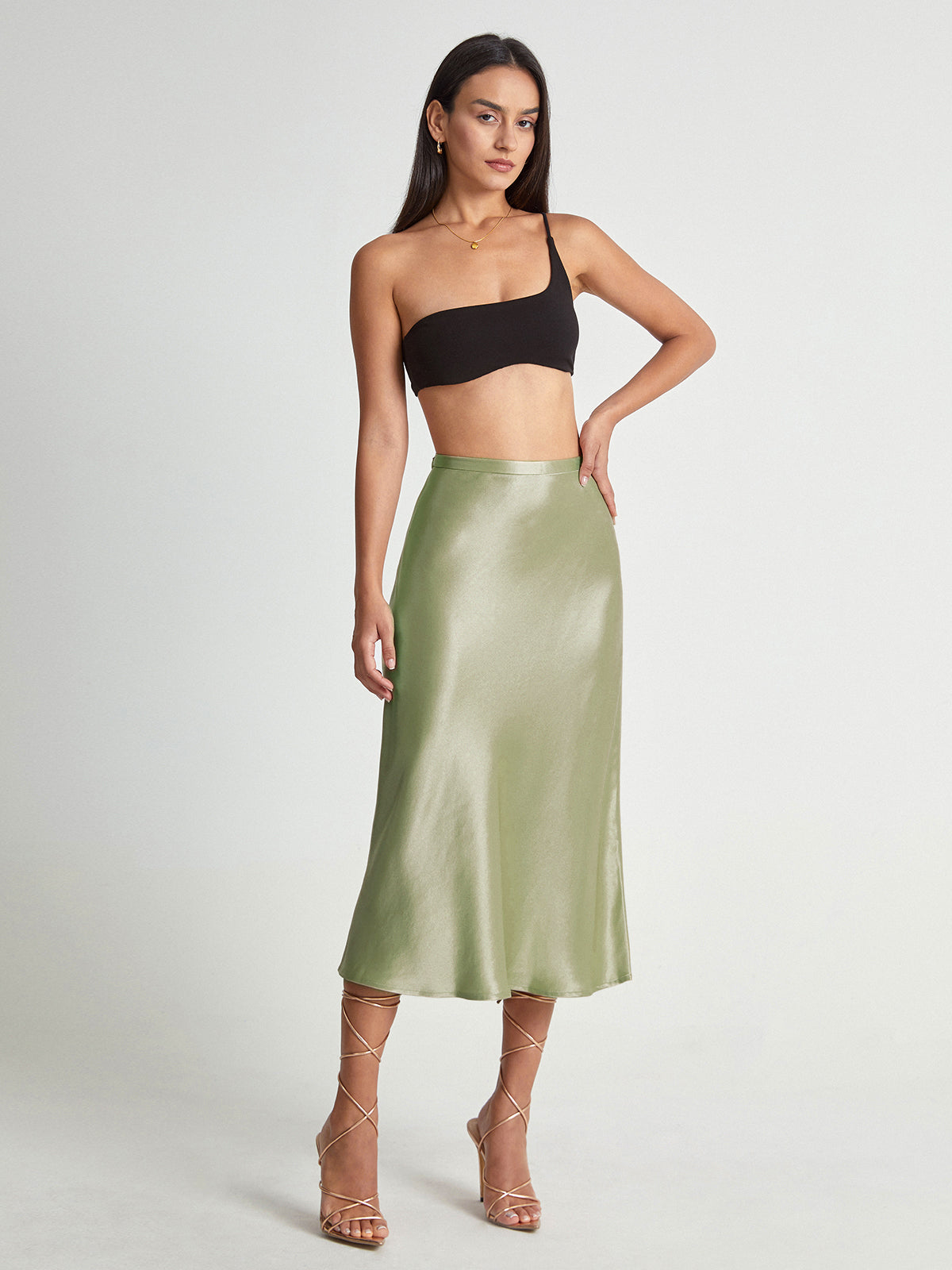 Londynn | Midi Skirt Elegant Satin Slip