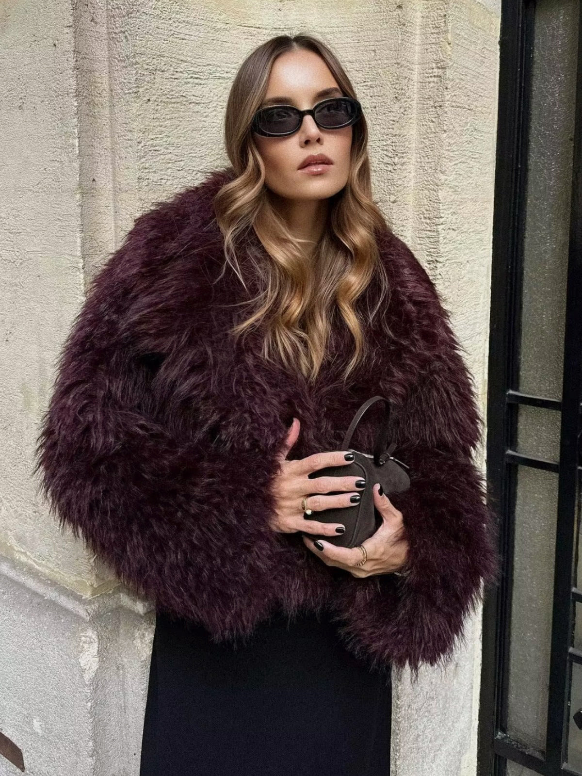 Tonisha | Coat Faux Fur Burgundy