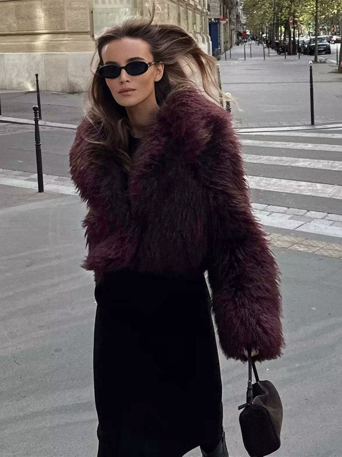 Tonisha | Coat Faux Fur Burgundy