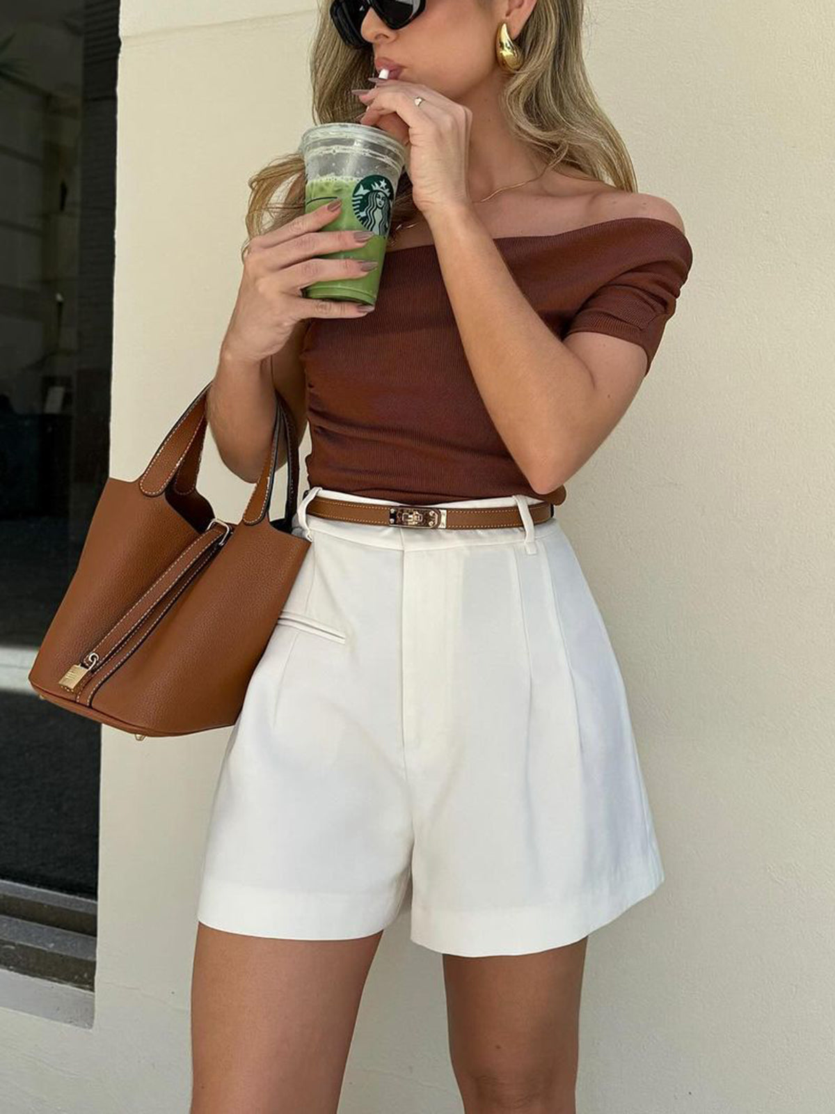 Sarin | High-Waisted Pleated Shorts