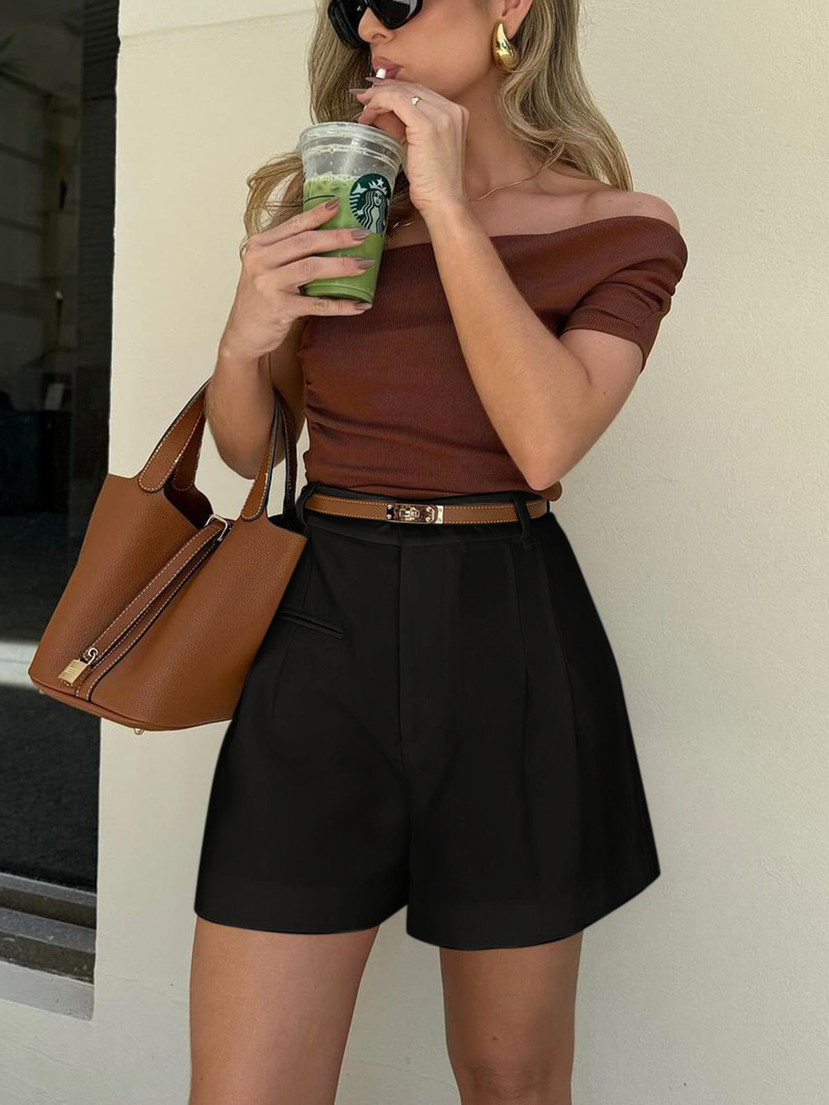 Sarin | High-Waisted Pleated Shorts