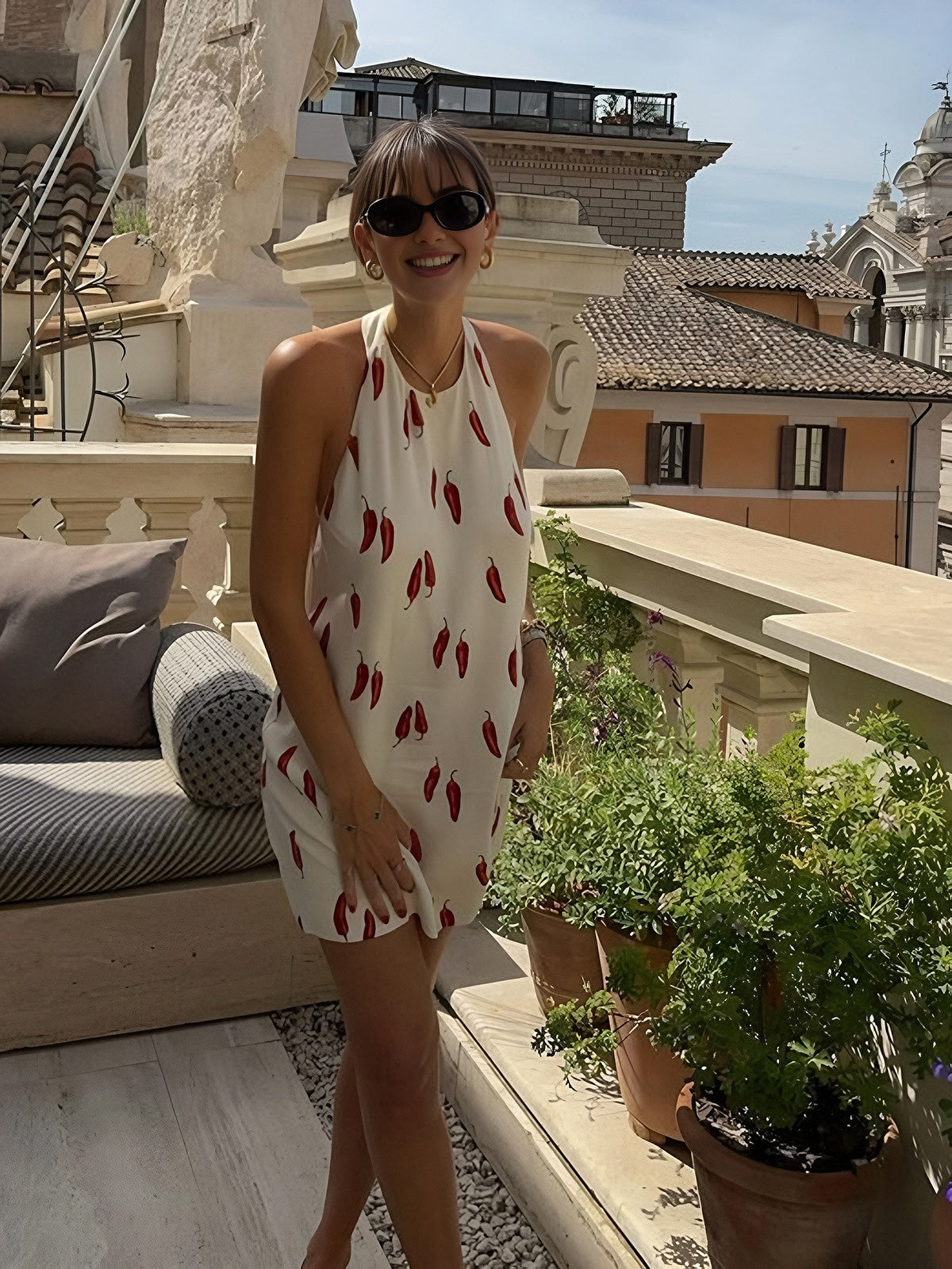 Aranza | Mini Dress with Chili Pepper Print