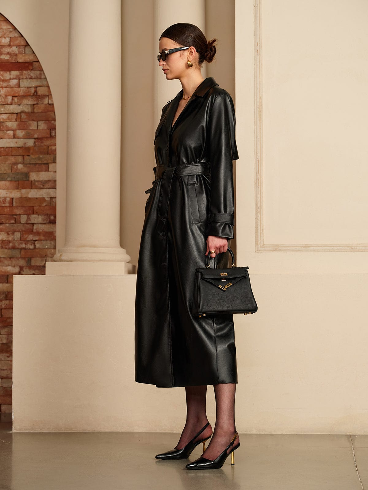Fabiana | Trench Coat Glossy Faux Leather Finish