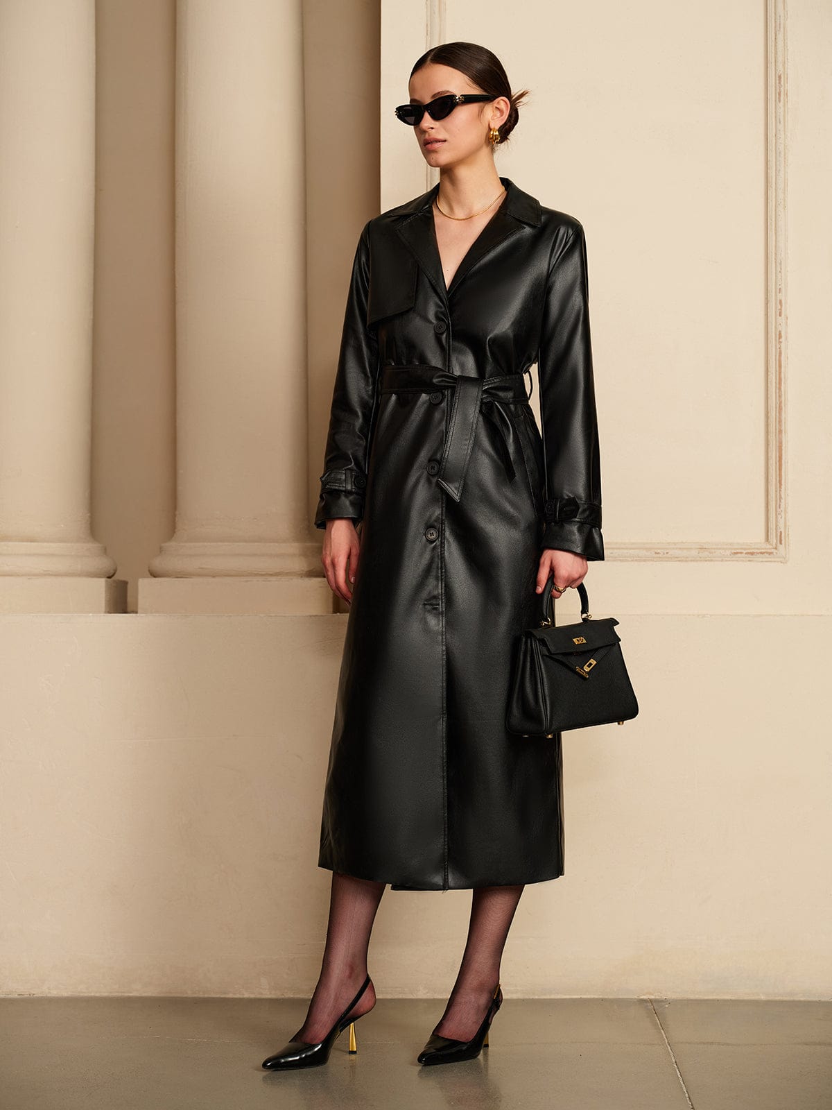 Fabiana | Trench Coat Glossy Faux Leather Finish