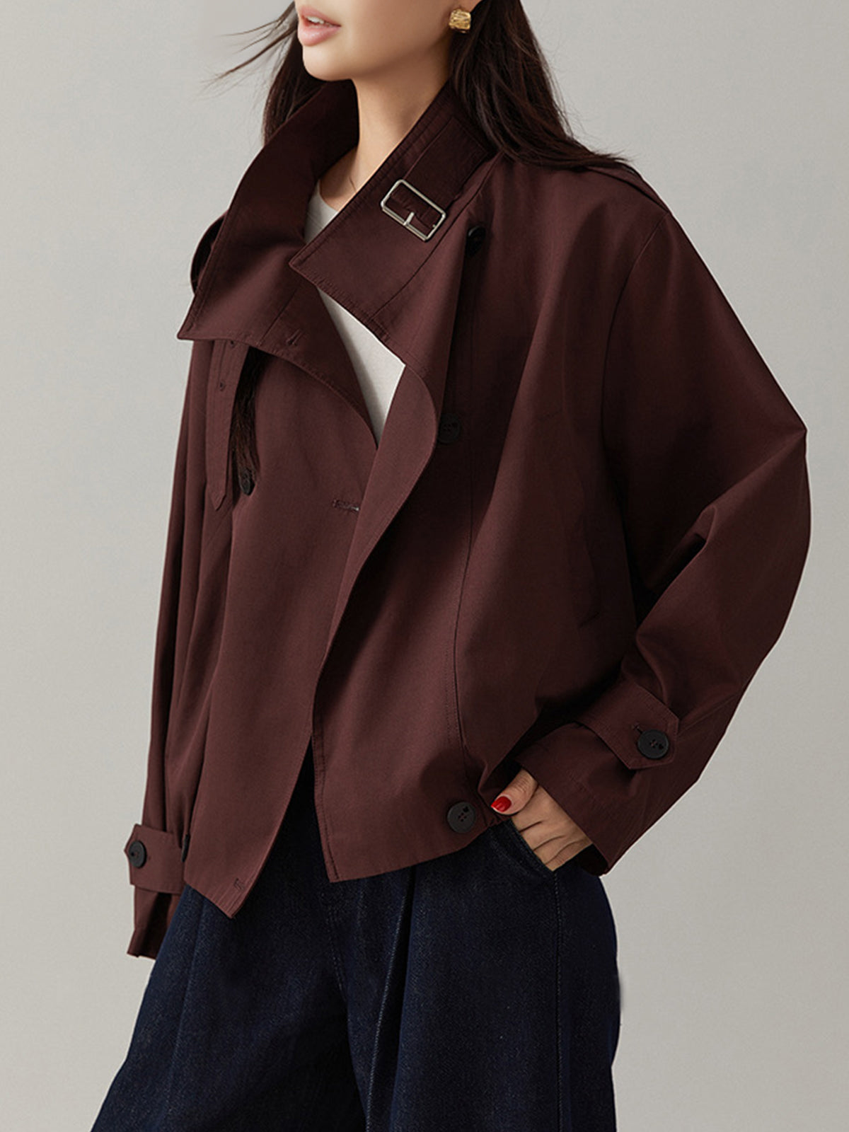 Ira | Jacket Asymmetric collar with buckle detail