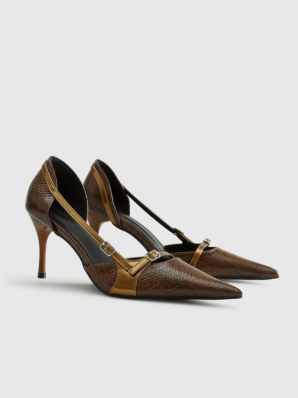 Ayanna | Snakeskin Print Pumps Brown