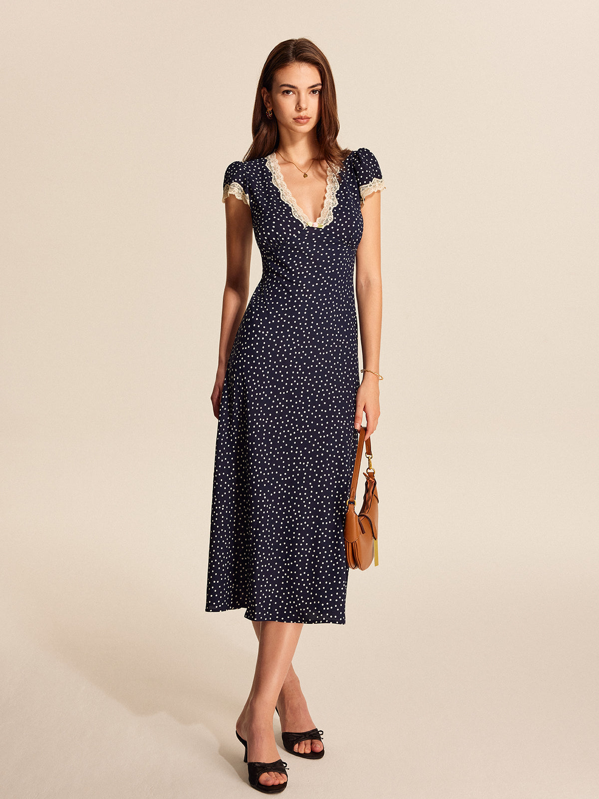 Jori | Midi Dress with Polka Dot and Lace