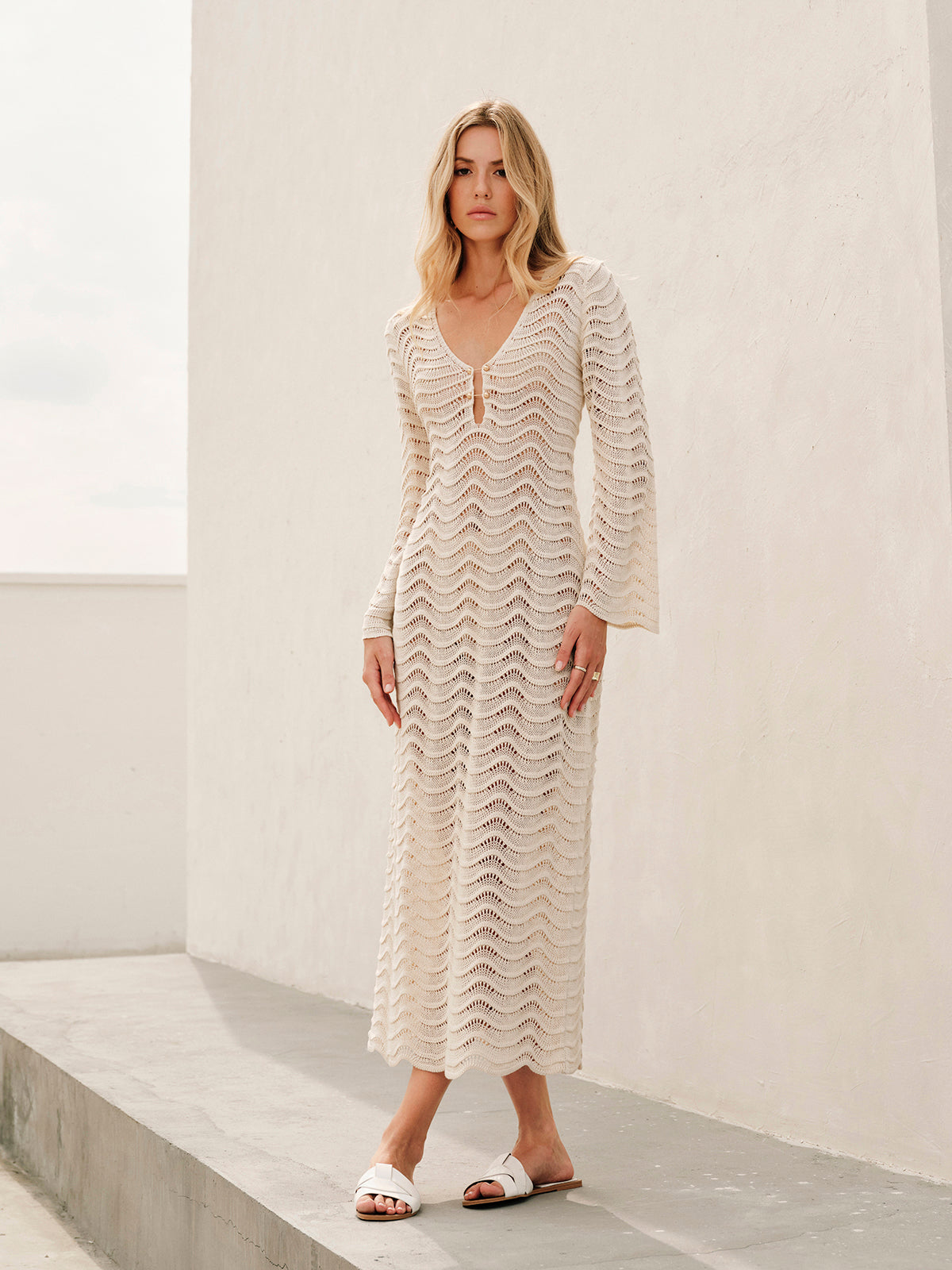 Dell | Beach Dress with Sheer Wave Pattern