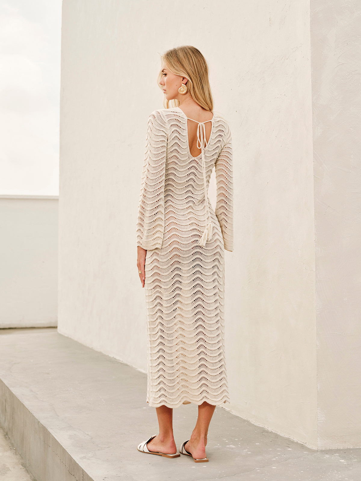Dell | Beach Dress with Sheer Wave Pattern