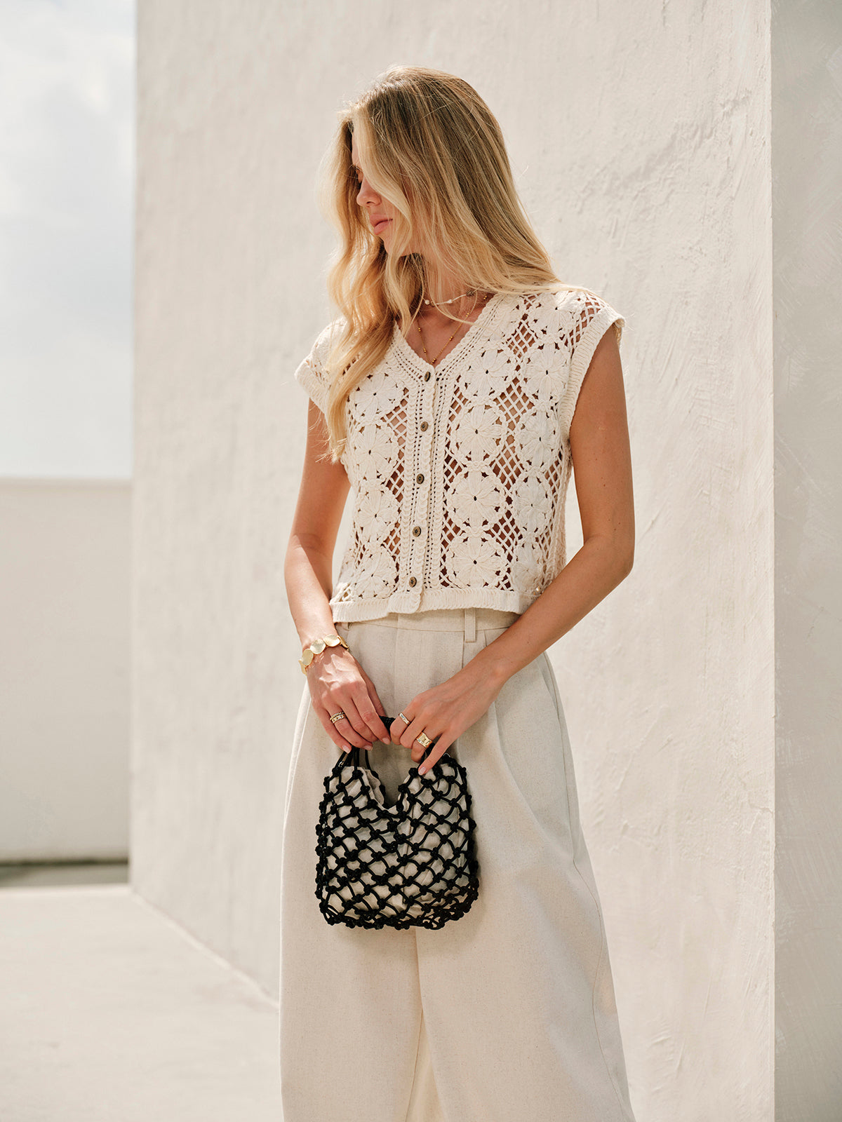 Haisley | Knitted Cardigan Jacquard Floral Pattern