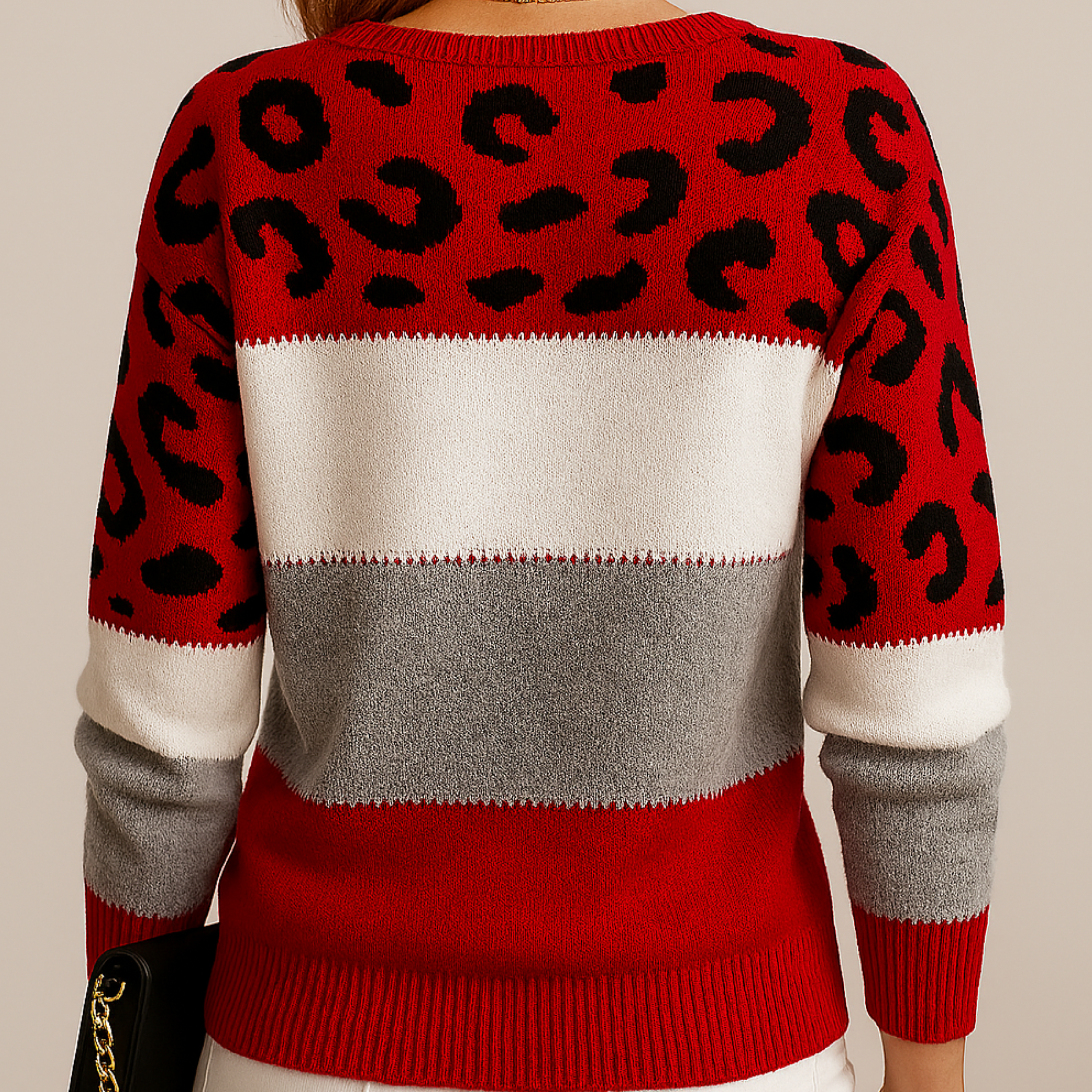 Georgia | Leopard Print Sweater with Color Block
