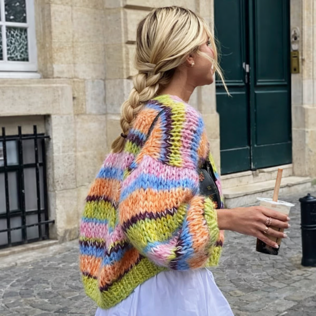 Krista | Cardigan Striped Chunky Knit